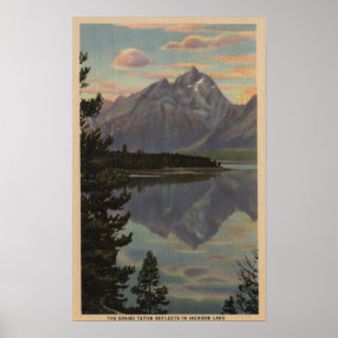 Poster Idaho - Grande Teton Réflexion sur Jackson Lake