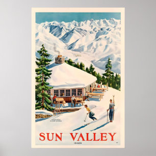 Poster Idaho Sun Valley Ski USA Amérique Vintage Voyage
