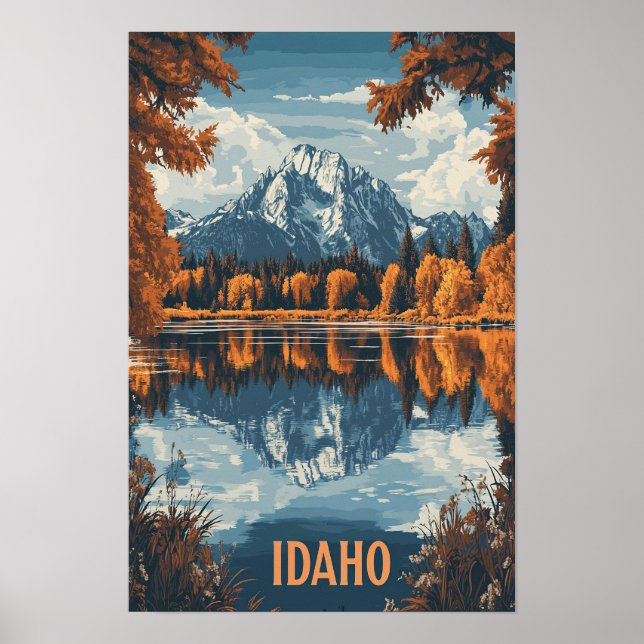 Poster Idaho USA Illustration Vintage Voyage (Devant)