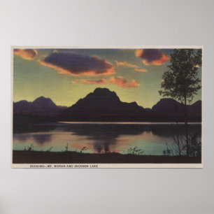 Poster Idaho - Vue plongeante du mont Moran et du lac Jac