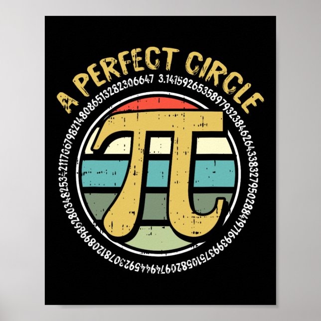 Poster Idéal Cercle Pi Day Retro Math Symboles Numéro Te (Devant)