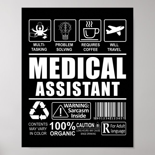 Poster Idée cadeau d'avertissement CMA Assistant Médicale (Devant)