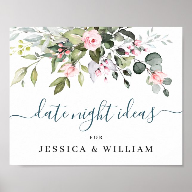 Poster Idée élégante de soirée de mariage eucalyptus (Devant)