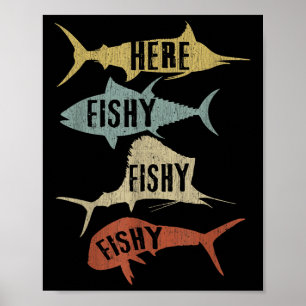 Poster Idées Cadeaux de Pêche en Eau Salée Drôle Vintage
