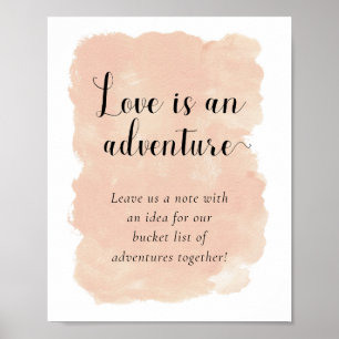 Poster Idées de liste des Mariages de l'aquarelle rose pâ