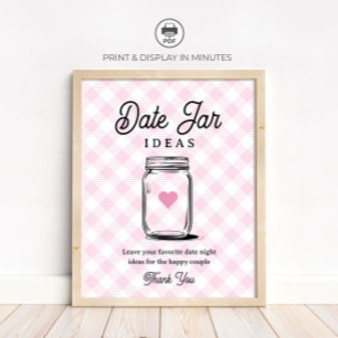 Poster Idées de pot de date rustique rose pour la pancart