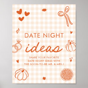 Poster Idées de soirée en amoureux à la main en gingham o