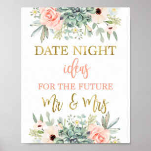 Poster Idées de soirée en amoureux Baby Shower succulente