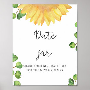 Poster Idées de soirée en amoureux tournesol. Jeu de jar 