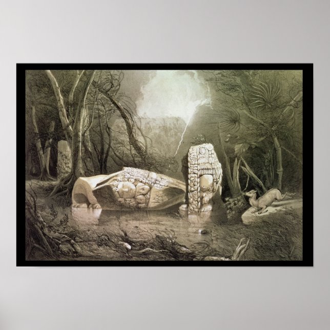 Poster Idole maya brisée à Copan, Guatemala (Devant)