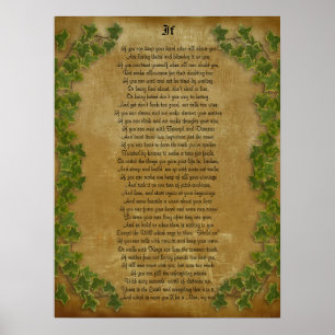 Poster If  inspirational poetry by Rudyard Kipling