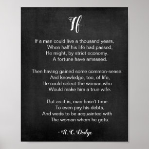Poster If Poem by Reginald H. C. Dodge Black and White