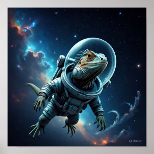 Poster Iguana de science-fiction dans l'espace