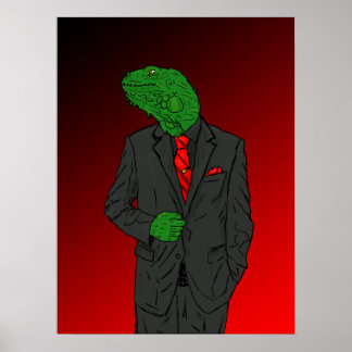 Poster Iguana en costume d'affaires
