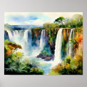Poster Iguazu Falls Argentine Aquarelle
