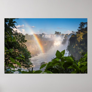 Poster Iguazú Waterfalls With Rainbow, Argentina