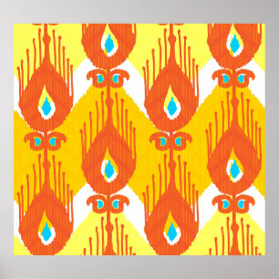 Poster Ikat Fabric Motif : Ethnic Vintage Design.
