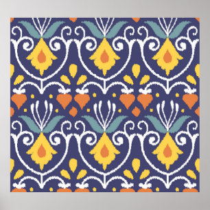 Poster Ikat fait main : Tissu ethnique boho