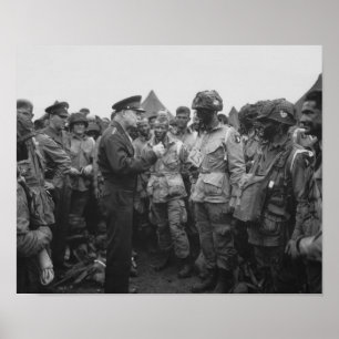Poster Ike Talking With Airborne On D-Day