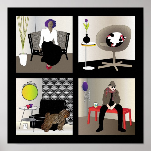 Poster Ikea Interiors - Bordure noire (Devant)