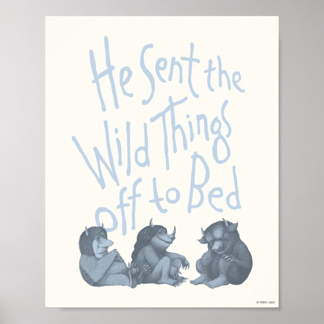 Poster Il a envoyé des choses sauvages au lit - Bleu (Devant)