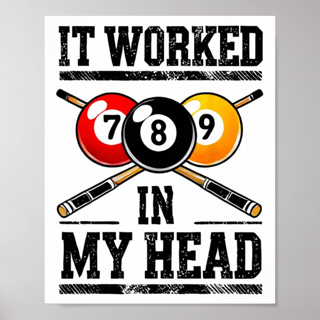 Poster Il A Fonctionné Dans Ma Tête Billard Ventilateur E (Devant)