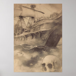 Poster Il a oublié le navire pirate
