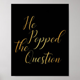 Poster Il a posé la question - Mariée Marié Engagement Pa