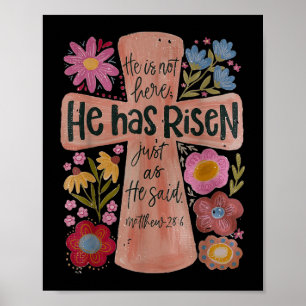 Poster Il Est Devenu Chrétien Pâques Boho Floral