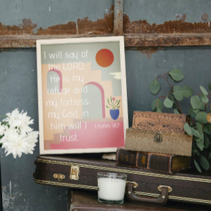 Poster Il est mon refuge Psaume 91 Écriture Biblique