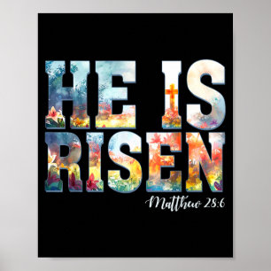 Poster Il est ressuscité boho pâques chrétien jésus 