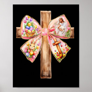 Poster Il Est Ressuscité Jésus Coquette Bow Croix de Pâqu