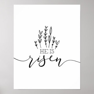 Poster Il est ressuscité main dessinée art de Pâques