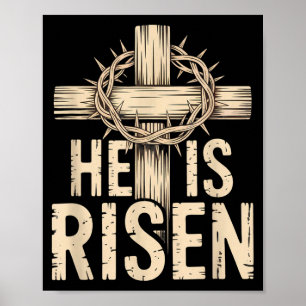 Poster Il est ressuscité matthieu 28_6 rétro vintage croi