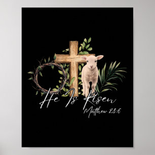 Poster Il Est Ressuscité Mouton Agneau Croix Jésus Chréti