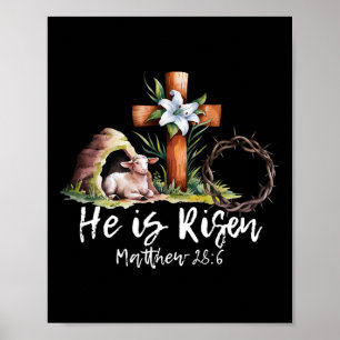 Poster Il Est Ressuscité Mouton Agneau Croix Jésus Chréti
