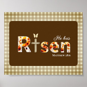 Poster Il est ressuscité Verset biblique Croix Religieuse