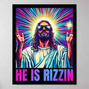 Poster Il Est Rizzin Drôle Jésus mème Christian Hommes Ga