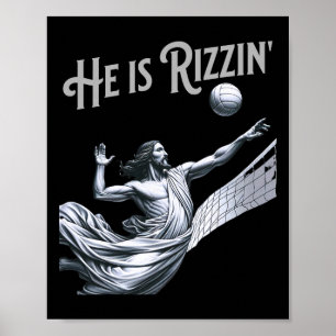 Poster Il est Rizzin Jésus jouant au volley-ball drôle de