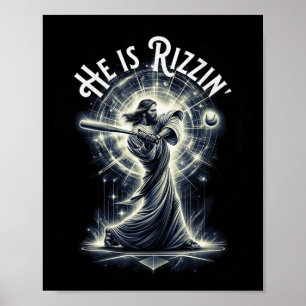 Poster Il Est Rizzin Jésus Jouer Baseball Fun Sports Riz