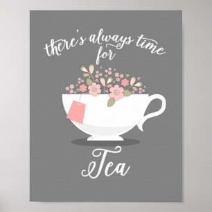 Poster Il est toujours temps pour Tea Floral Teacup Print