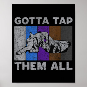 Poster Il faut les faire taper tous Vintage BJJ Jiu-jitsu