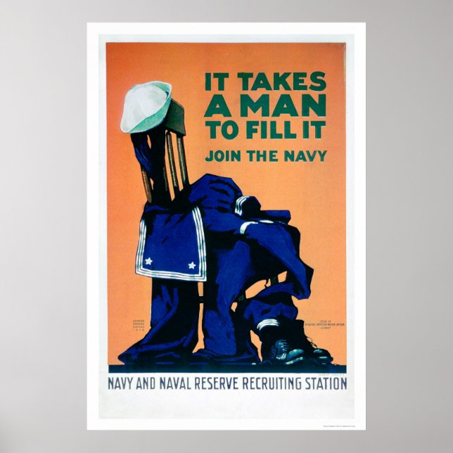Poster Il faut un homme pour remplir un uniforme - Marine (Devant)