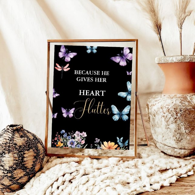 Poster Il me donne des papillons Fleur sauvage Fête des m (Créateur téléchargé)