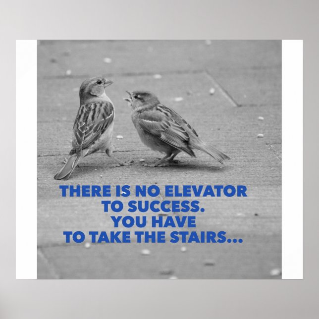 Poster Il n'y a pas d'ascenseur pour réussir - motivation (Devant)