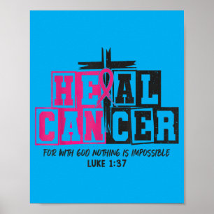 Poster Il peut guérir le cancer Ruban rose Mois du cancer