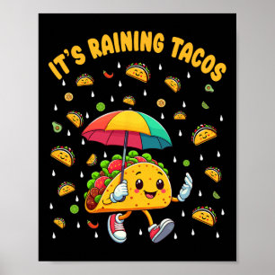 Poster Il pleut Tacos Amoureux Taco Amoureux Enfants Fill