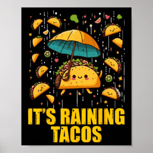 Poster Il pleut Tacos Amoureux Taco Amoureux Enfants Fill