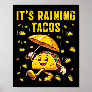 Poster Il pleut Tacos Amoureux Taco Amoureux Enfants Fill
