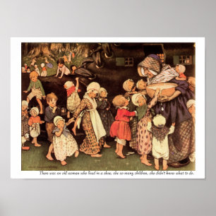 Poster Il Y Avait Une Vieille Femme Pépinière Rhyme Print